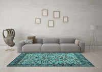 Machine Washable Abstract Light Blue Modern Rug, wshabs4476lblu