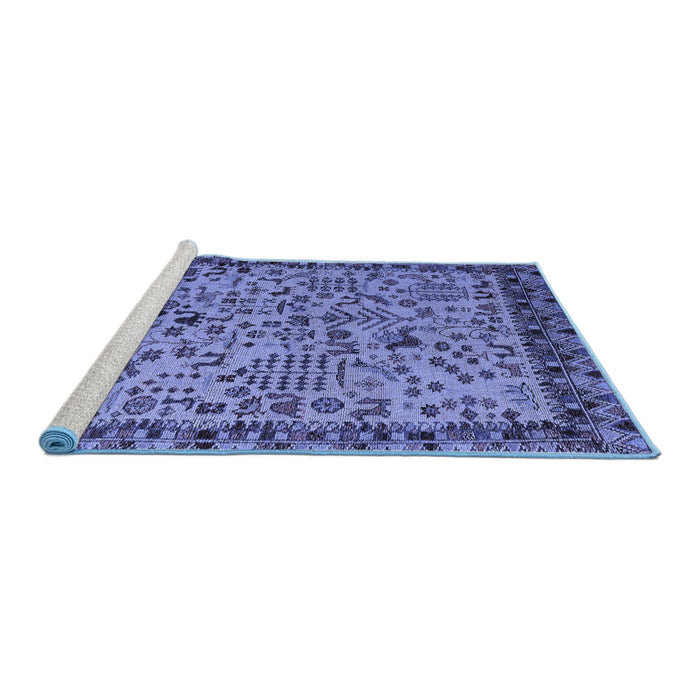 Sideview of Machine Washable Abstract Blue Modern Rug, wshabs4476blu