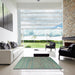 Square Abstract AquaMarine Green Modern Rug in a Living Room, abs4477