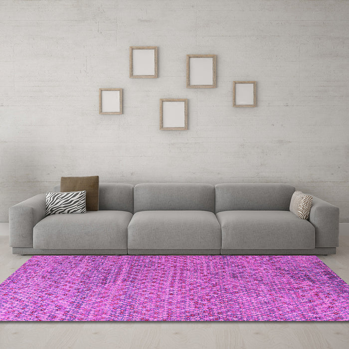 Machine Washable Abstract Pink Modern Rug in a Living Room, wshabs4477pnk