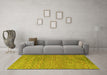 Machine Washable Abstract Yellow Modern Rug in a Living Room, wshabs4477yw