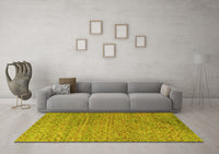 Machine Washable Abstract Yellow Modern Rug, wshabs4477yw