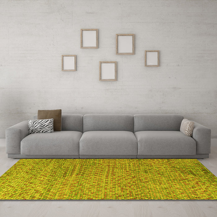 Machine Washable Abstract Yellow Modern Rug in a Living Room, wshabs4477yw