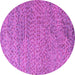 Round Machine Washable Abstract Pink Modern Rug, wshabs4477pnk