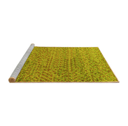 Sideview of Machine Washable Abstract Yellow Modern Rug, wshabs4477yw