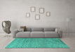 Machine Washable Abstract Turquoise Modern Area Rugs in a Living Room,, wshabs4477turq