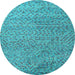 Round Abstract Light Blue Modern Rug, abs4477lblu