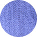 Round Abstract Blue Modern Rug, abs4477blu