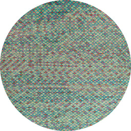 Round Abstract AquaMarine Green Modern Rug, abs4477