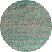 Round Abstract AquaMarine Green Modern Rug, abs4477