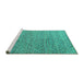 Sideview of Machine Washable Abstract Turquoise Modern Area Rugs, wshabs4477turq