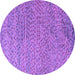 Round Machine Washable Abstract Purple Modern Area Rugs, wshabs4477pur