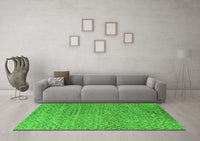 Machine Washable Abstract Green Modern Rug, wshabs4477grn