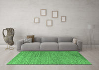 Machine Washable Abstract Emerald Green Modern Rug, wshabs4477emgrn