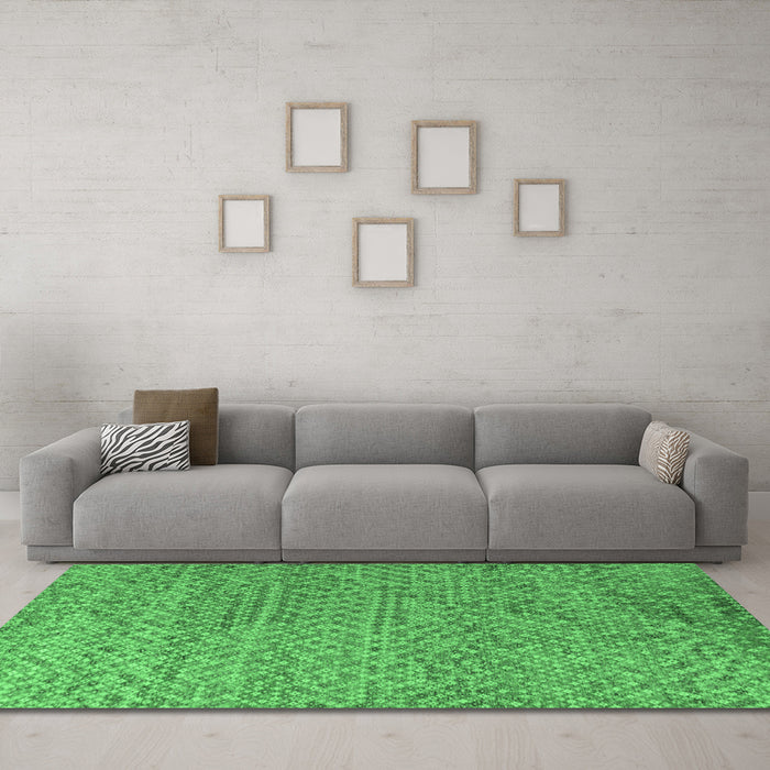 Machine Washable Abstract Emerald Green Modern Area Rugs in a Living Room,, wshabs4477emgrn
