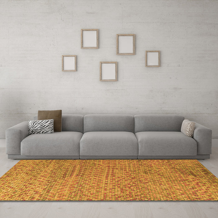Machine Washable Abstract Orange Modern Area Rugs in a Living Room, wshabs4477org