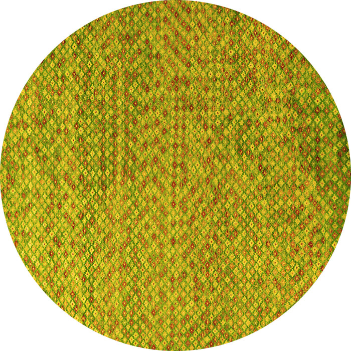 Round Abstract Yellow Modern Rug, abs4477yw