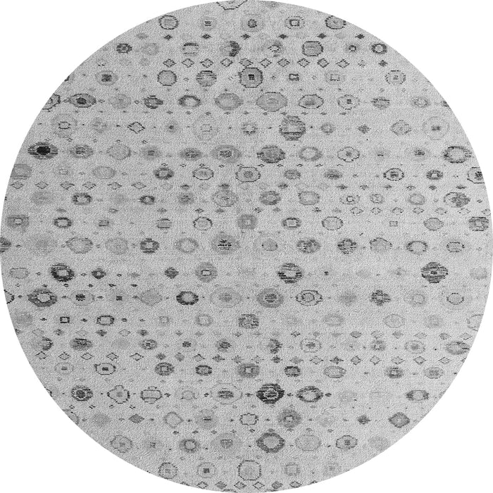 Round Machine Washable Solid Gray Modern Rug, wshabs4478gry