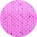 Round Machine Washable Solid Pink Modern Rug, wshabs4478pnk