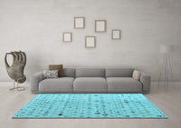 Machine Washable Solid Light Blue Modern Rug, wshabs4478lblu