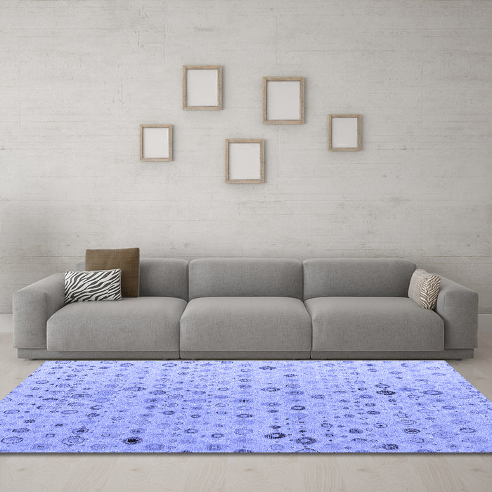 Machine Washable Solid Blue Modern Rug in a Living Room, wshabs4478blu