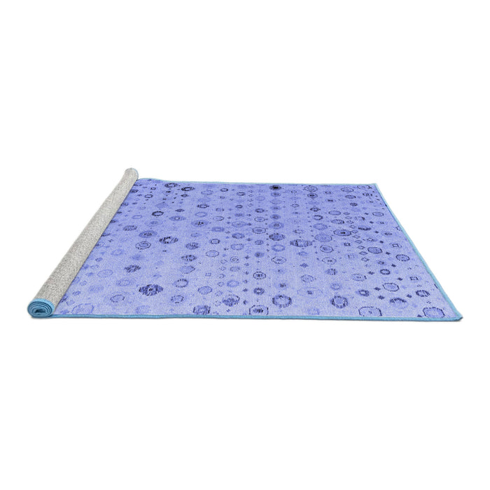 Sideview of Machine Washable Solid Blue Modern Rug, wshabs4478blu