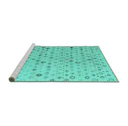 Sideview of Machine Washable Solid Turquoise Modern Area Rugs, wshabs4478turq