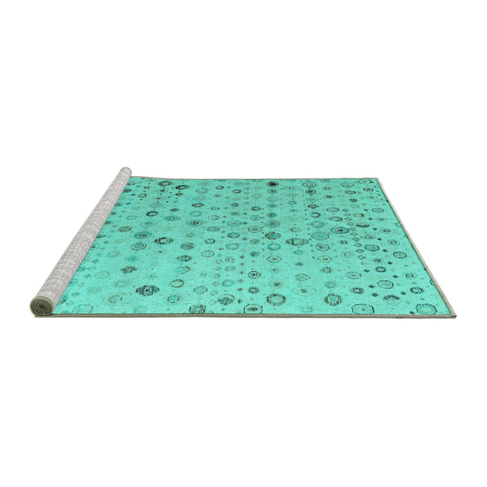 Sideview of Machine Washable Solid Turquoise Modern Area Rugs, wshabs4478turq