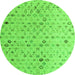 Round Solid Green Modern Rug, abs4478grn