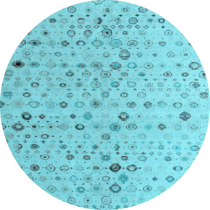 Round Machine Washable Solid Light Blue Modern Rug, wshabs4478lblu