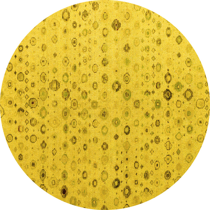 Round Solid Yellow Modern Rug, abs4478yw