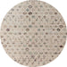 Round Machine Washable Abstract Camel Brown Rug, wshabs4478