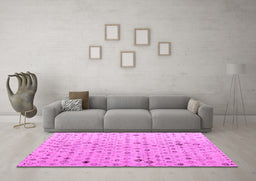 Machine Washable Solid Pink Modern Rug in a Living Room, wshabs4478pnk