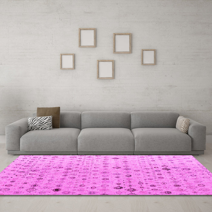Machine Washable Solid Pink Modern Rug in a Living Room, wshabs4478pnk