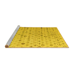 Sideview of Machine Washable Solid Yellow Modern Rug, wshabs4478yw