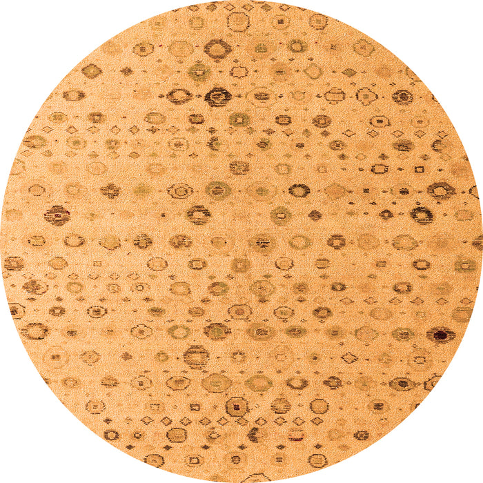 Round Machine Washable Solid Orange Modern Area Rugs, wshabs4478org