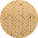 Round Machine Washable Solid Brown Modern Rug, wshabs4478brn