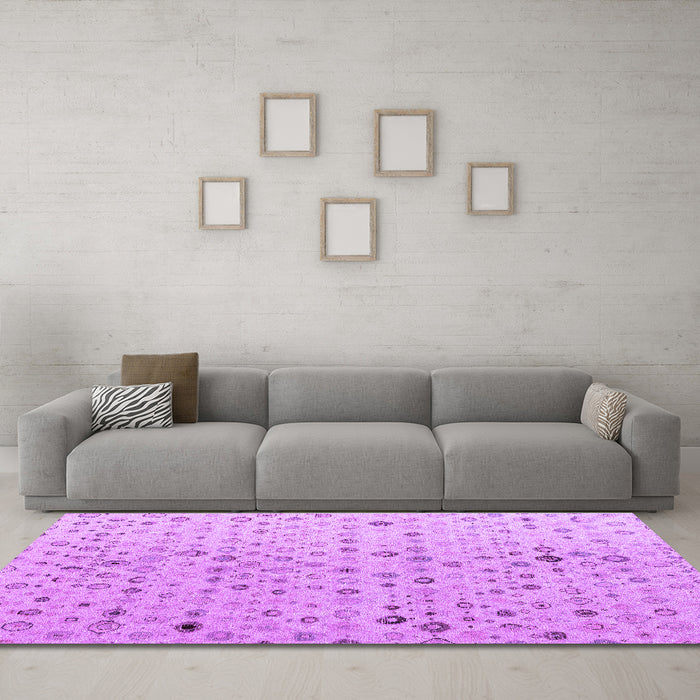 Machine Washable Solid Purple Modern Area Rugs in a Living Room, wshabs4478pur
