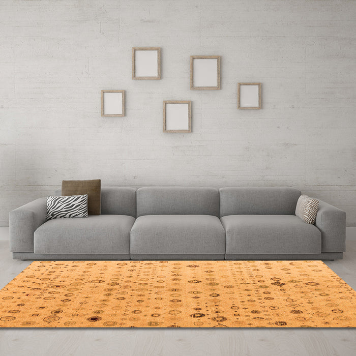 Machine Washable Solid Orange Modern Area Rugs in a Living Room, wshabs4478org