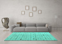 Machine Washable Solid Turquoise Modern Rug, wshabs4478turq