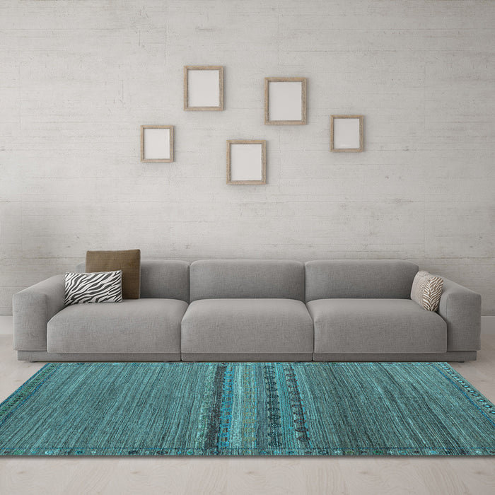 Machine Washable Abstract Light Blue Modern Rug in a Living Room, wshabs4479lblu