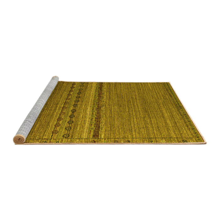 Sideview of Machine Washable Abstract Yellow Modern Rug, wshabs4479yw