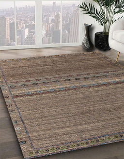 Abstract Dark Brown Modern Rug in Family Room, abs4479