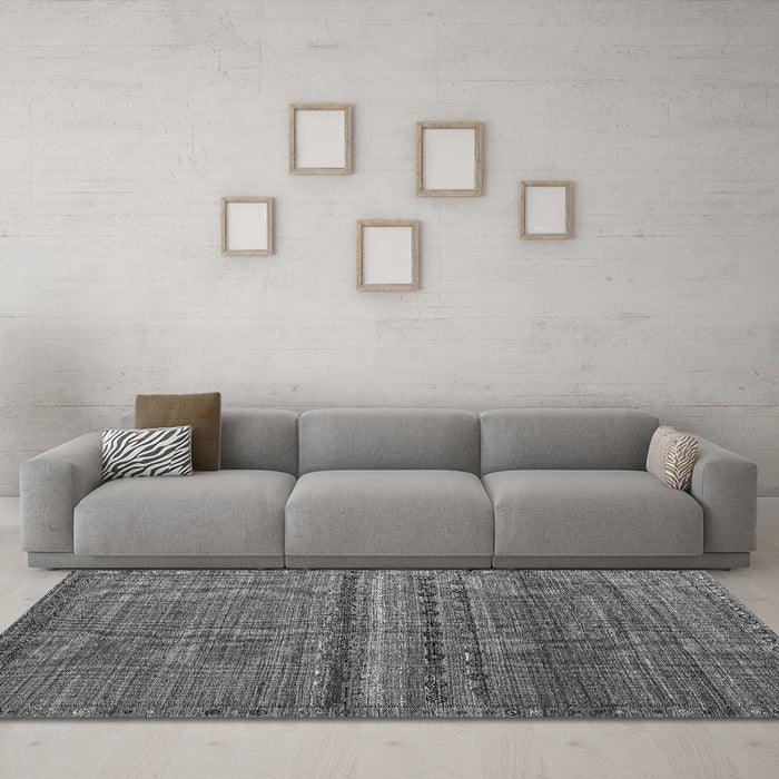 Machine Washable Abstract Gray Modern Rug in a Living Room,, wshabs4479gry