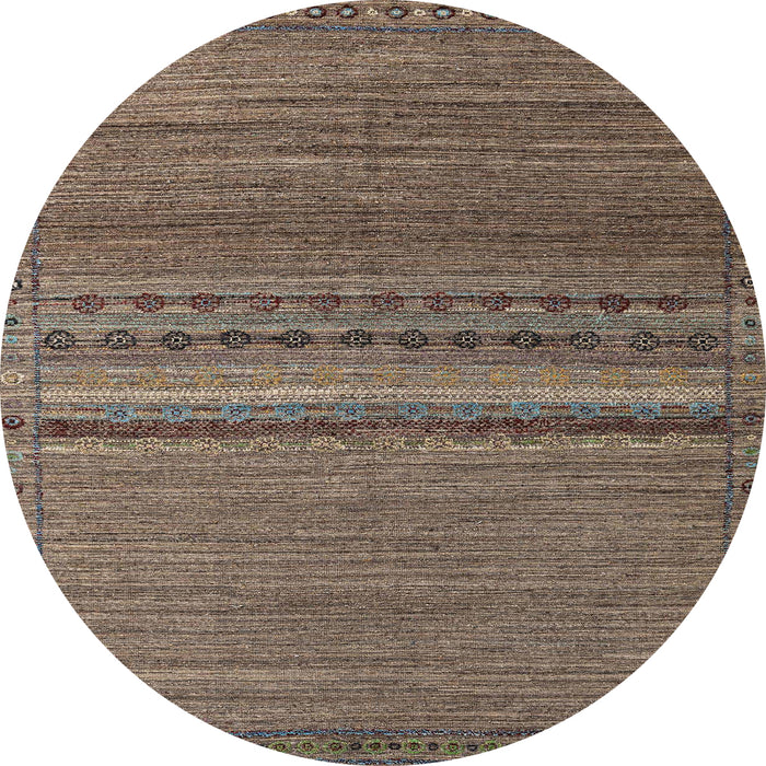 Round Abstract Dark Brown Modern Rug, abs4479