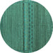 Round Abstract Turquoise Modern Rug, abs4479turq