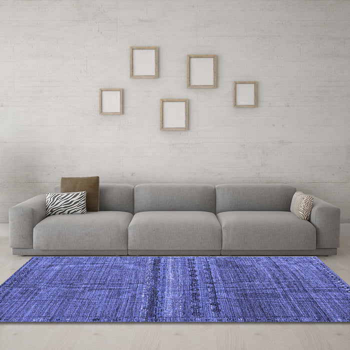 Machine Washable Abstract Blue Modern Rug in a Living Room, wshabs4479blu