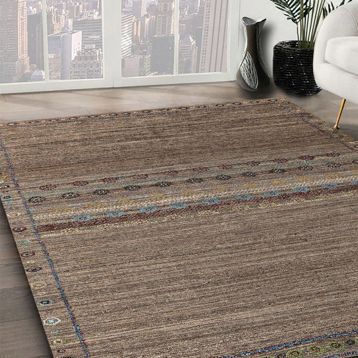 Abstract Dark Brown Modern Rug in Family Room, abs4479