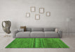 Machine Washable Abstract Green Modern Area Rugs in a Living Room,, wshabs4479grn