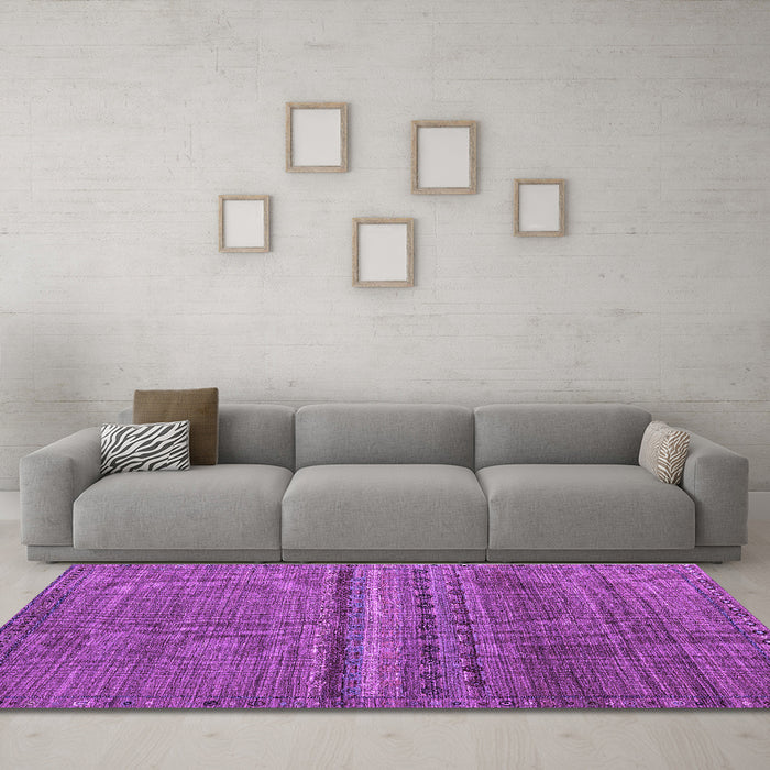 Machine Washable Abstract Purple Modern Area Rugs in a Living Room, wshabs4479pur